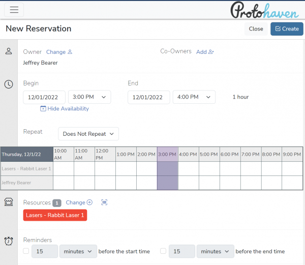Reservation Page 